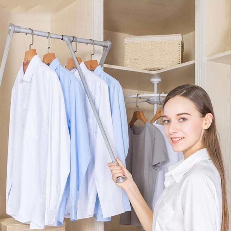 uyoyous Pull Down Closet Rods, Adjustable 35-48 Inch Wardrobe Rail Lift Collapsible Closet Rod Aluminium Retractable Wardrobe Hanger Clothing Rail Closet Lift Organizer Storage Lift for Bedroom - Image 2
